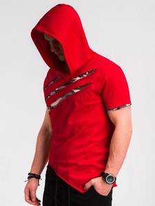 3704868 men s printed hooded t shirt s1019 red