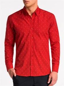 3901071 men s shirt with long sleeves k465 red white